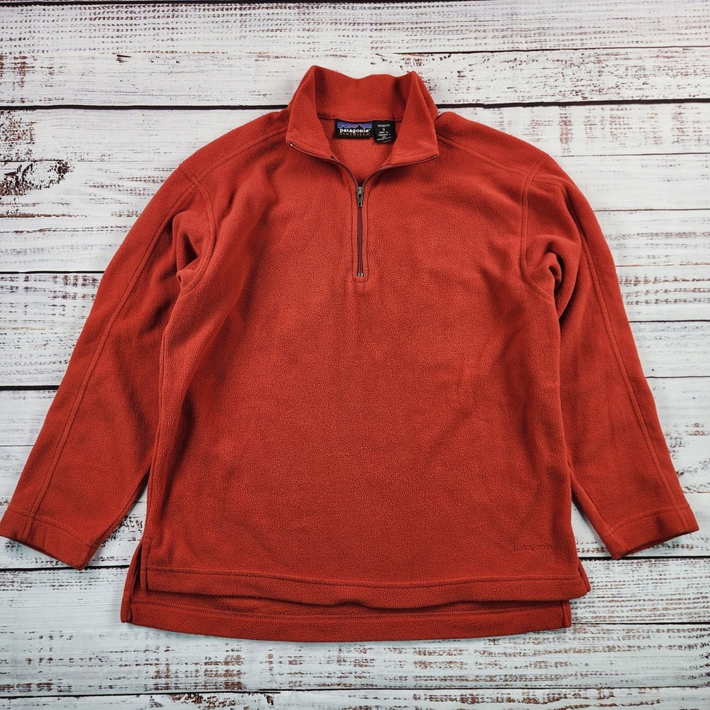 VTG Patagonia Synchilla 1/4 Zip Fleece Pullover Rust Orange Women Small 26302